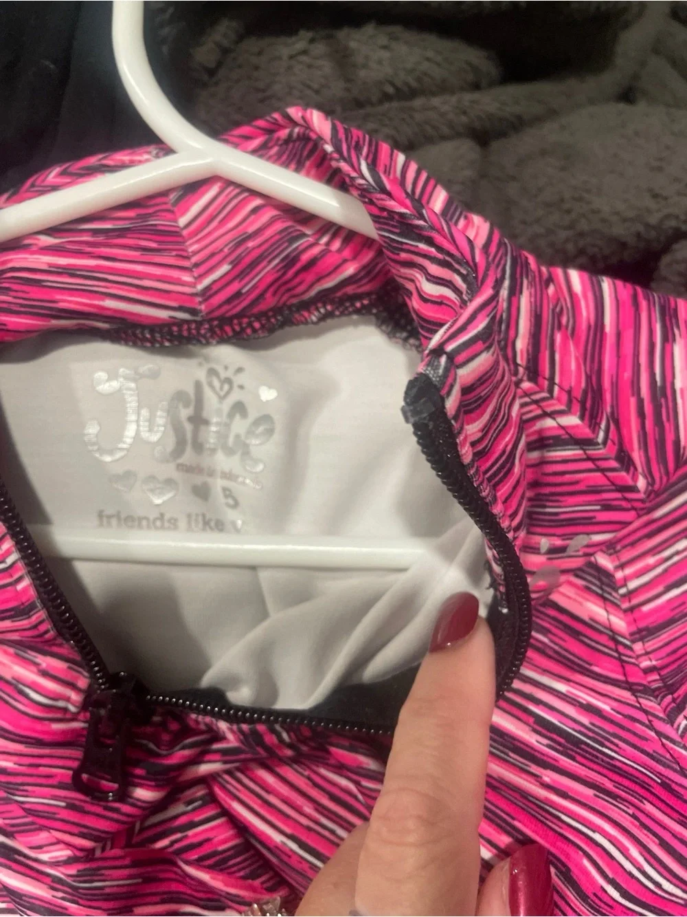 Justice Girls Active Pink Multi-Color Athletic 1/4 Zip Pullover Jacket - Size 5
